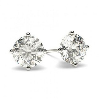                       Ceylonmine White American Diamond Stud Earrings Lab Certified & Precious Stone Diamond Stone Earrings In Silver                                              