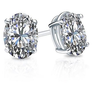 Ceylonmine- Natural American Diamond Silver Plated Earring Lab Certified & Unheated Igi American Diamond Stone Earrings For Girls & Women Ceylonmine- Natural American Diamond Silver Plated Earring Lab Certified & Unheated Igi American Diamond Stone Earrings For Girls & Women