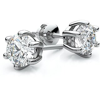                       Ceylonmine Stud Silver Earrings Lab Certified & Effective Stone American Diamond Stylish Silver Earrings                                              