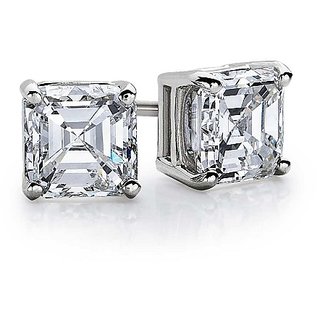                       Ceylonmine- Semi-Precious Gemstone American Diamond Silver Earrings Natural & Lab Certified Stone American Diamond Stud Earrings For Women & Girls                                              