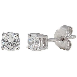                       Ceylonmine- Natural & Original American Diamond Silver Stud Earrings Precious Stone American Diamond Earrings For Girls & Women                                              