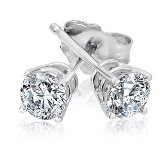                      Ceylonmine Precious Stone American Diamond Stud Silver Earring Unheated  Untreated Stone American Diamond Stylish Earrings                                              