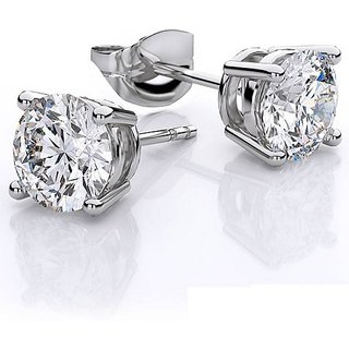                      Ceylonmine Unheated & Untreated American Diamond Stud Earrings Igi American Diamond Stud Silver Earrings For Women & Girls                                              