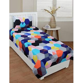 Shakrin 3D Printed Single Bedsheet With 1 Pillow Cover, Size 60 X 90 Inches (152 Cm X 228 Cm)