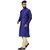 Baga Cut / Angrakha Cotton Silk Regular Fit Self Design Kurta Pajama Set Navy Color