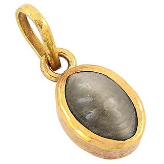                       Ceylonmine 5.25 Ratti Cat's Eye Stone Pedant Original  Certiifed Lehsunia Pendant For Unisex                                              