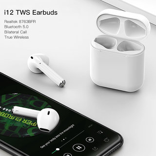 Ksj I12 Tws 5.0 Wireless Earphone With Portable Charging Case Supporting All Smart Android Phones With Sensor White
