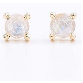 Ceylonmine Unheated & Untreated Moonstone Stud Earrings Igi Moonstone Stud Gold Plated Earrings For Women & Girls Ceylonmine Unheated & Untreated Moonstone Stud Earrings Igi Moonstone Stud Gold Plated Earrings For Women & Girls
