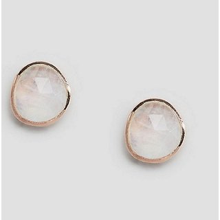 Ceylonmine Natural & Original Moonstone Stud Gold Plated Designer Earrings For Women & Girls Ceylonmine Natural & Original Moonstone Stud Gold Plated Designer Earrings For Women & Girls