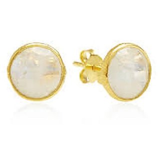 Ceylonmine- Igi Moonstone Stone Stud Earrings For Women & Girls Natural & Original Stone Moonstone Stud Earrings For Astrological Purpose Ceylonmine- Igi Moonstone Stone Stud Earrings For Women & Girls Natural & Original Stone Moonstone Stud Earrings For Astrological Purpose