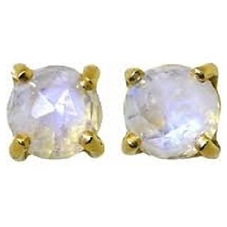 Ceylonmine Moonstone Stud Earrings Unheated & Astrological Gemstone Gold Plated(Panchdhatu) Earrings For Girls & Women Ceylonmine Moonstone Stud Earrings Unheated & Astrological Gemstone Gold Plated(Panchdhatu) Earrings For Girls & Women