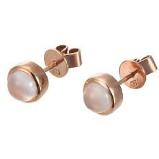                       Ceylonmine Lab Certified Gemstone Moonstone Stud Gold Plated Stylish Earrings For Women & Girls Original & Natural Moonstone Earrings                                              