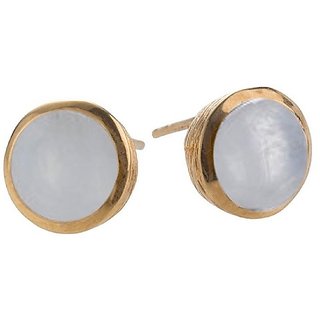                       Ceylonmine- Natural & Original Moonstone Gold Plated Stud Earrings Semi- Precious Stone Moonstone Earrings For Girls & Women                                              