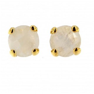                       Ceylonmine- Natural Stone Moonstone Stud Earrings Original & A1 Quality Stone Hessonite(Gomed) Earrings For Women & Girls                                              