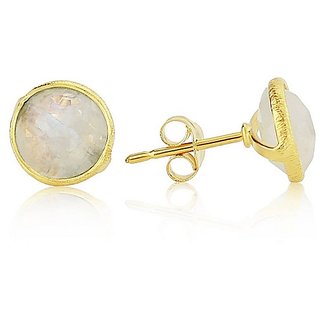 Ceylonmine Moonstone Stud Earrings Unheated & Astrological Gemstone Gold Plated(Panchdhatu) Earrings For Girls & Women Ceylonmine Moonstone Stud Earrings Unheated & Astrological Gemstone Gold Plated(Panchdhatu) Earrings For Girls & Women