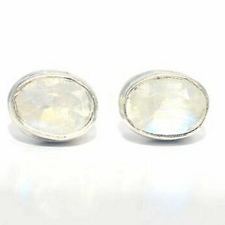                       Ceylonmine Stud Earrings Lab Certified & Precious Moonstone Earrings In Silver                                              