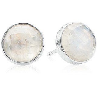 Ceylonmine Stud Earrings Lab Certified & Precious Stone Moonstone Earrings In Silver Ceylonmine Stud Earrings Lab Certified & Precious Stone Moonstone Earrings In Silver