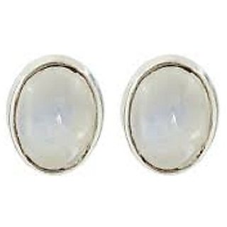                       Ceylonmine- Natural & Original Silver Stud Earrings Semi- Precious Stone Moonstone Earrings For Girls & Women                                              