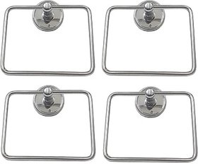 Sks - Square Towel Ring Set Of 4 Pcs Stainless Steel Towel Holder (Stainless Steel)