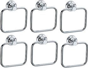Sks - Square Towel Ring Wire Set Of 6 Pcs Stainless Steel Towel Holder (Stainless Steel)