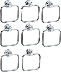 Sks - Square Towel Ring Set Of 8 Pcs Stainless Steel Towel Holder (Stainless Steel)