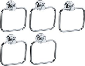 Sks - Square Towel Ring Set Of 5 Pcs Stainless Steel Towel Holder (Stainless Steel)
