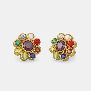 Buy Ceylonmine Navratan Earring Natural Navgrah Stone Stud Earrings Multi Colour Stone Earring Online Get 70 Off