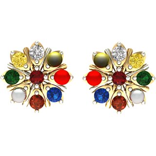                       Ceylonmine Navratan Earring Unheated  Natural Nine Gemstone Navgrah Earrings Stud For Women  Girls                                              