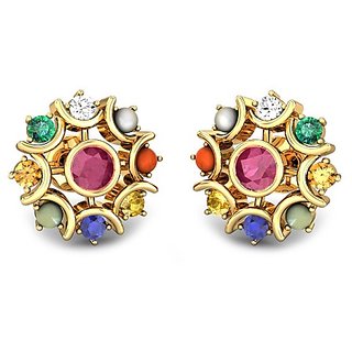Ceylonmine Navratna Stone Earrings Original Unheated Gemstone Stud Navgrah Stone Earrings For Women Girls Ceylonmine Navratna Stone Earrings Original Unheated Gemstone Stud Navgrah Stone Earrings For Women Girls