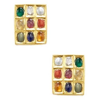 Ceylonmine Navratan Earring Natural Navgrah Stone Stud Earrings Multi-Colour Stone Earring Ceylonmine Navratan Earring Natural Navgrah Stone Stud Earrings Multi-Colour Stone Earring