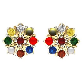 Ceylonmine Original Navratna Earrings Multi Colour Stone Navgrah Stud Earrings Ceylonmine Original Navratna Earrings Multi Colour Stone Navgrah Stud Earrings