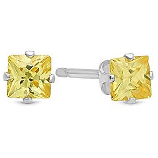                       Ceylonmine Citrine Earrings Natural & Unheated Gemstone Yellow Citrine Stone Stud Earring For Women & Girls                                              