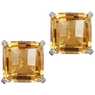                       Ceylonmine Natural Citrine Stud Earrings Lab Certified  Unheated Stone Citrine Stone For Women  Girls                                              