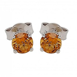                       Ceylonmine Citrine Earrings Natural & Unheated Gemstone Yellow Citrine Stone Stud Earring For Women & Girls                                              