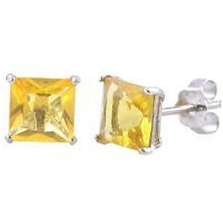                       Ceylonmine Citrine Earrings Natural & Unheated Gemstone Yellow Citrine Stone Stud Earring For Women & Girls                                              