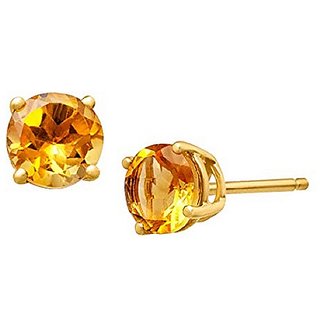                       Ceylonmine Citrine Earrings Natural  Unheated Gemstone Yellow Citrine Stone Stud Earring For Women  Girls                                              