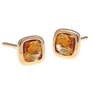                       Ceylonmine Citrine Stud Earrings Natural  Original Gemstone Citrine Stone Earrings For Women  Girls                                              