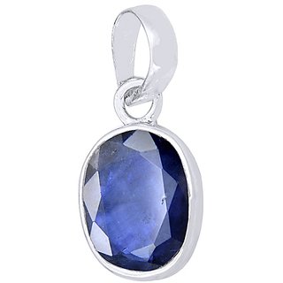                       Astrological Stone Blue Sapphire Silver Pendant 5.75 Carat Natural & Original Stone Blue Sapphire/Neela Pukhraj Pendant For Unisex By Ceylonmine                                              