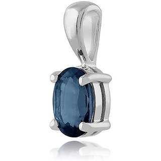                       Ceylonmine- Natural 5.25 Ratti Blue Sapphire Stone Silver Pendant For Unisex                                              