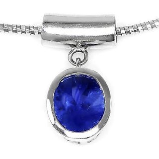                       Unheated & Untreated Stone 5.5 Ratti Blue Sapphire(Neelam) Stone Sterling Silver Pendant For Unisex By Ceylonmine                                              