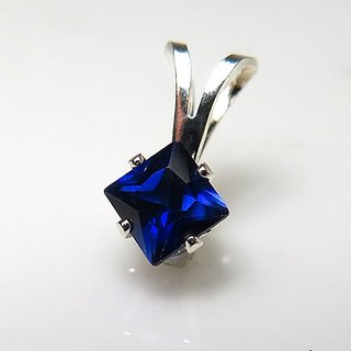                       Unheated  Untreated Stone 5.5 Ratti Blue Sapphire(Neelam) Stone Sterling Silver Pendant For Unisex By Ceylonmine                                              