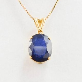                       Ceylonmine- Lab Certified & Original Blue Sapphire/Neelam Gold Plated Pendant Precious Stone Neelam/Shanipriya Gemstone Pendant For Women & Girls                                              