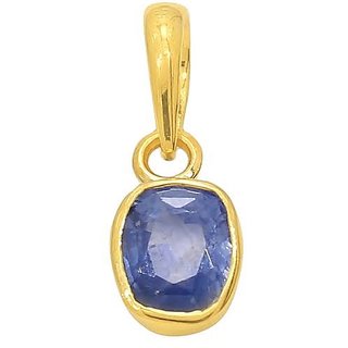                       Astrological Stone Blue Sapphire Gold Plated Pendant 5.75 Carat Natural & Original Stone Blue Sapphire/Neela Pukhraj Pendant For Unisex By Ceylonmine                                              