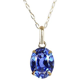                       Lab Certified Stone 6.25 Ratti Blue Sapphire(Neelam) Pendant In Gold Plated Blue Sapphire Pendant For Unisex By Ceylonmine                                              