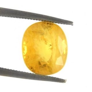                       Natural Yellow Sapphire Stone 5.25 Ratti Original & Lab Certified Gemstone Green Pukhraj For Unisex By Ceylonmine                                              