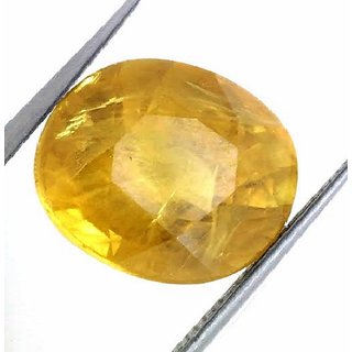                       Natural Yellow Sapphire Stone 5.25 Ratti Original & Lab Certified Gemstone Green Pukhraj For Unisex By Ceylonmine                                              