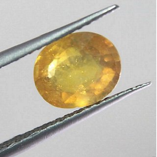                       Natural Yellow Sapphire Stone 5.25 Ratti Original & Lab Certified Gemstone Green Pukhraj For Unisex By Ceylonmine                                              