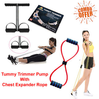 Consonantiam Tummy Trimmer Stomach And Weight Loss Equipment With Chest Expander Rope Workout Pulling Exerciser Fitness