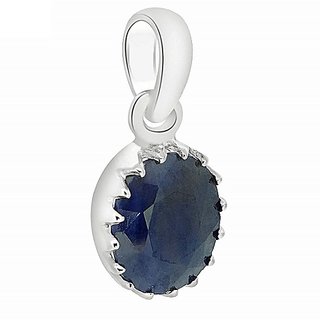                       CEYLONMINE Lab Certified Stone 8.25 ratti  Blue sapphire(Neelam) Pendant In Silver Blue Sapphire pendant For Unisex                                              