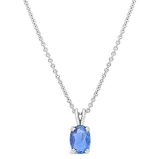                       CEYLONMINE Unheated & Untreated Stone 7.5 Ratti Blue sapphire(Neelam) Stone Sterling Silver Pendant For Unisex                                              